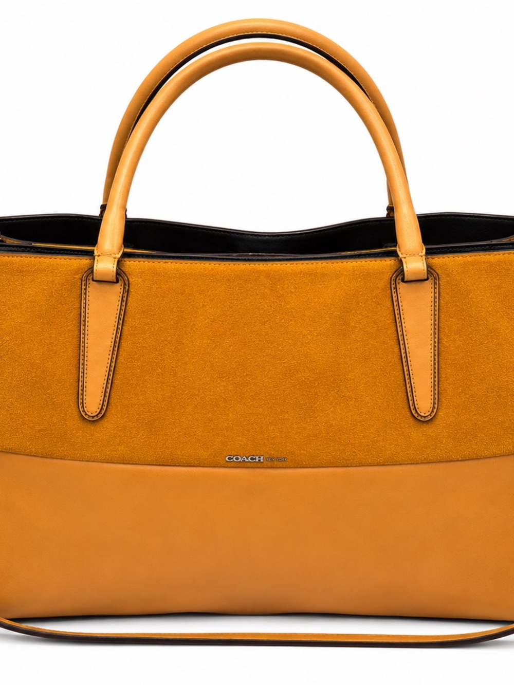 Coach Two-Tone Tan & Camel Suede Leather Tote - Picture 5 of 7
